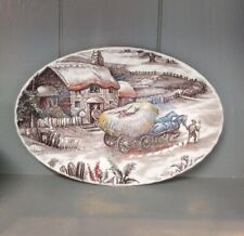 Yorkshire Ironstone Oval Side Plate Hay Wagon Cottage Staffordshire England  picture