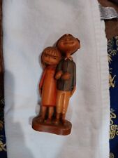 Anri Figurine Carved Wood Happy  Boy & Girl Couple Siegfried Hafner 9” Tall picture