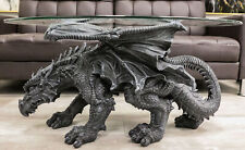 Faux Stone Medieval Gothic Prowling Dragon Sculptural Oval Coffee End Table picture