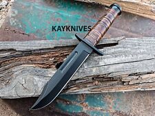 Custom Handmade D2 Tool Steel Hunting Survival Ka-Bar Style Bowie Knife picture