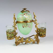 Divine Antique French Napoleon III green opaline Glass Egg Trinket Box in ormolu picture