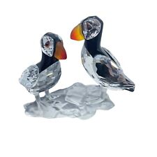 Swarovski Crystal Puffin Figurine Birds In Original Box Collectible Austria VTG picture