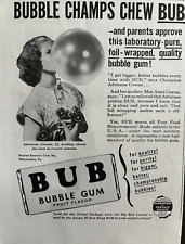 Bub Chewing Gum Champs Chew Fruit Flavor Adrienne Cowan Vintage Print A 1947 picture
