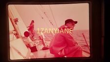 AG20 VINTAGE 35mm SLIDE TRANSPARENCY Photo MEN ON SAILBOAT ON OPEN SEAS 1961 picture