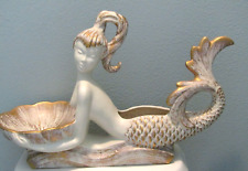 Royal Haeger Mid Century Gold Tweed 23” Mermaid Centerpiece Planter picture