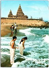 VINTAGE POSTCARD CONTINENTAL SIZE SHORE TEMPLE AT MAHABALIPURAM MADRAS INDIA picture