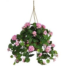 Nearly Natural 6609-PK Geranium Hanging Plant in Basket Pink (6609-PK) picture