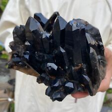 4.4lb Natural Beautiful Black Quartz Crystal Cluster Mineral Specimen Rare picture