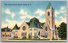 First Congregational Church Nashua NH New Hampshire Linen PC UNP VTG picture