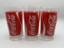 Vintage Retro Coca-Cola Coke Glass Tumblers White Red Logo 70's 80's Lot Of (3) picture