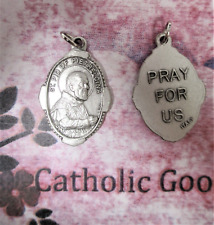 Saint Padre Pio - Pray for Us -  Ox Silver Tone Italian 1