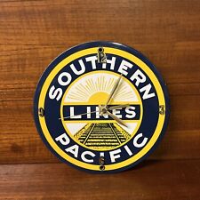 Southern Pacific Lines Railroad Train Advertising Porcelain Sign Wall Clock picture