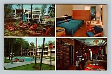 Quebec Hotel-Motel Henri IV Swimming Pool Beauties Dining Chrome Canada Postcard picture