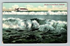 Long Beach CA-California, Breakers, Water Waves, Vintage Postcard picture
