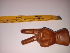 VTG Carved Wood Hand Peace Sign Fingers Hippy 70's Groovy Wooden Icon 6