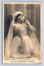 c1908 French RPPC Memory of First Communion ND Phot Postcard picture