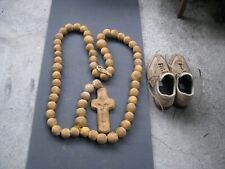 Early 17th - 18th Century Huge Hand Made Stone Catholic Rosary w/ Crucifix & Sun picture
