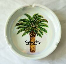 Ocean City Maryland Ceramic Iridescent Pearlescent Souvenir Palm Tree Ash Tray picture