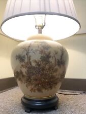 Vintage Chinoiserie Ginger Jar Floral Table Lamp w/ Lamp Shade picture