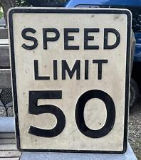 Vintage Speed Limit 50 Embossed Thick Metal Highway or Road Sign 24