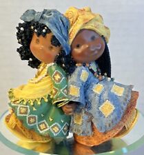 Enesco Friends and Brothers 2 Girl Friends African American Figurine 1990's picture