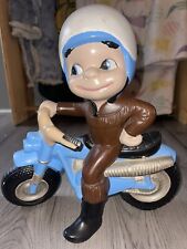 Vintage 1973 12in Atlantic Mold Company Ceramic Boy MAC Riding Motorcycle Bike picture