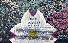 The Legend Of The Dogwood Flower Florida Poem Tree Linen Vintage Postcard picture