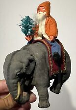 Early Antique Santa 4” German Santa Original Riding Elephant Candy Container picture
