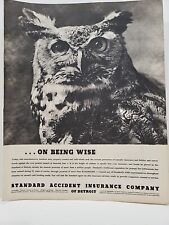 1935 Standard Accident Insurance Company Fortune Magazine Print Ad Wise Owl picture