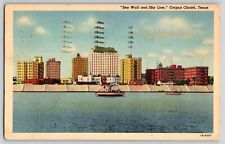 Postcard Sea Wall and Sky Line - Corpus Christi Texas 1945 picture