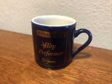 Vintage U.S. Bank Cobalt Blue Glass Mug Coffee Cup Rare Tiny/Small Top Performer picture
