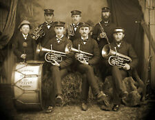 1905 Brass Band Vintage Old Trumpet Band Musician Photo 8.5