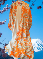 Yukata Kimono Women’s Rayon Synthetic Floral Made In Japan Authentic XXL Vintage picture