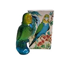 Avon Island Parakeet Moonwind Cologne Blue Glass Bird Bottle w/Box Perfume Vtg picture