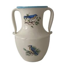 Vintage Two Handled Vase cream Blue Birds Ceramic picture