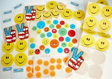Smiley Face Stickers Logo Vtg 70s Peace Sign 100+ LOT HELLO Have A Nice Day  picture