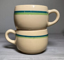 Wallace China Desert Ware Dbl Green Stripe Coffee Mug Cup RESTAURANT WARE MT - 2 picture