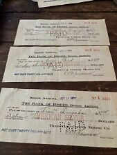 1906 Lot of 3 Old Bank Checks Bisbee Arizona Mexican Silver Copper Mining picture