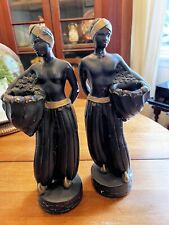 Vintage 50's ABCO Nubian  Genie Pair Chalkware Figures,  Man & Woman *REPAIRED picture