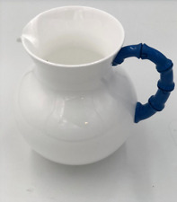 Two's Company White with Blue Bamboo Handle Pitcher picture