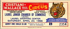 VINTAGE 1966 CRISTIANI-WALLACE BROS. CIRCUS TICKET LAUREL MD  picture