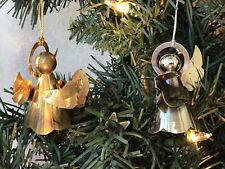 Vintage Brass Christmas Ornaments Choir Angels 2.5” Lot Of Two  picture