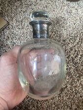 Antique Vintage Big Crystal Glass Perfume Bottle with Sterling Dragsted Denmark picture