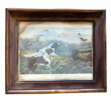 VINTAGE 60s FRAMED PRINT~1857 AMERICAN FIELD SPORTS~CURRIER & IVES picture