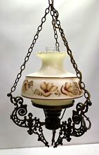 Vintage French Country Lantern Hurrican MCM pendant Swag Light Fixture picture