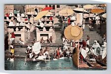 Benares India, Bathing In The Ganges, Antique Souvenir, Vintage Postcard picture