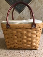 Longaberger 2003 Medium Boardwalk Basket Purse/ Handbag, Plastic & Fabric Liners picture