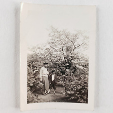 Black Family Hiking Park Photo 1920s African American Vintage Antique Tree A1295 picture