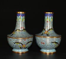 Stunning pair of late Qing Chinese cloisonne vases, 1056 picture
