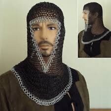 9 mm Chainmail Hood Knight Armor Butted Chain mail Coif Medieval Armour LARP SCA picture